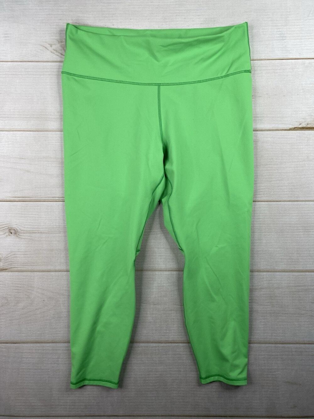 Fabletics Leggings PowerHold Women XXL 1X Green Hi Waisted Crop Pocket Athletic